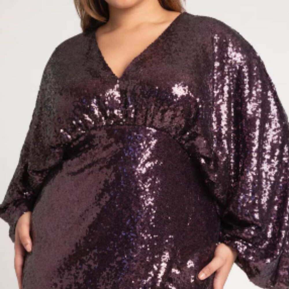 Ready for holiday parties --Dolman Sleeve Sequin Dress Plum/purple size 18